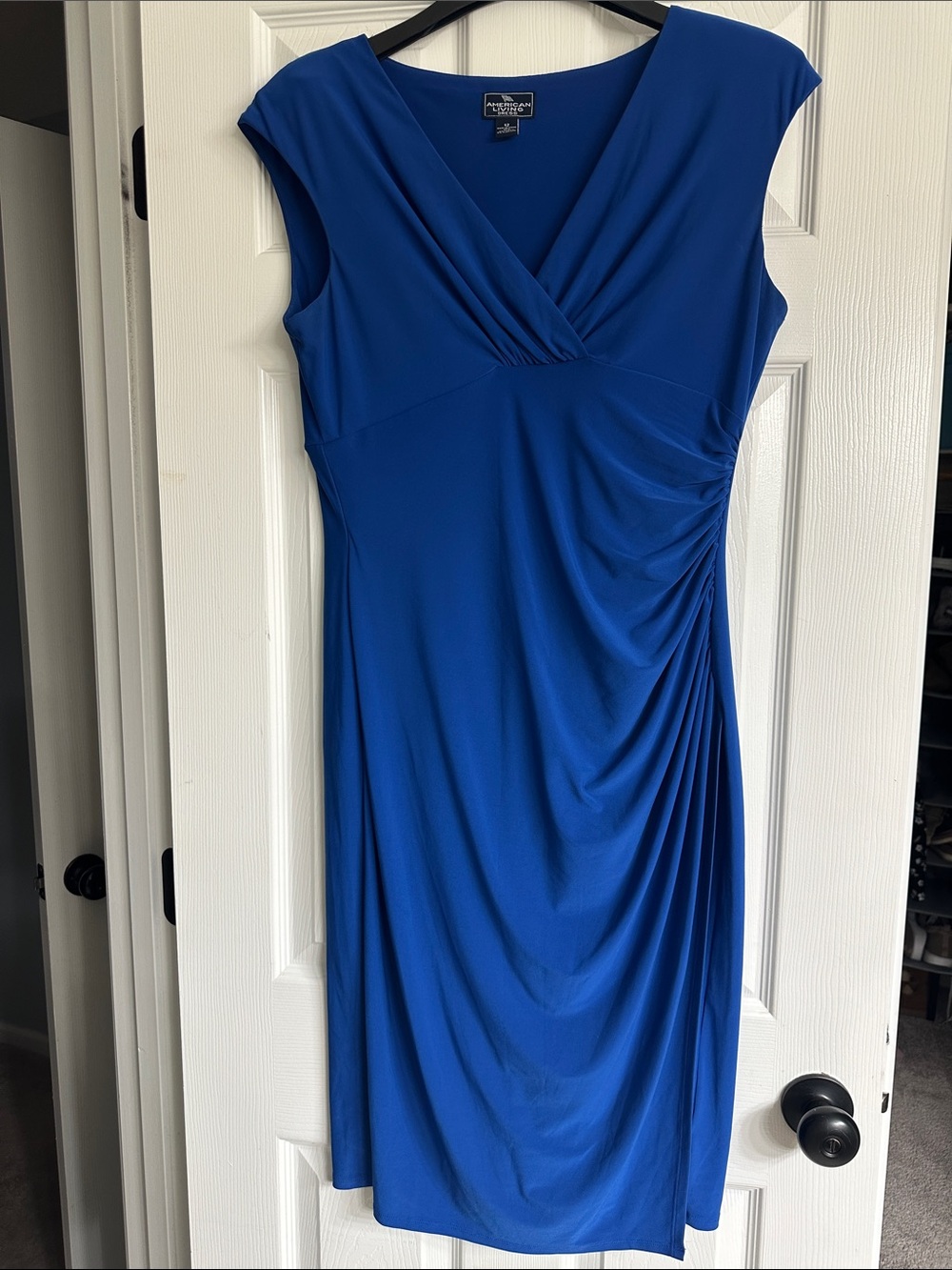 American Living Royal Blue V‑Neck Cap Sleeve Midi Dress